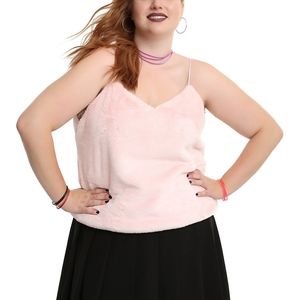 Hot Topic plus size 5 fuzzy pink cami faux fur